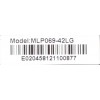 LED DRIVER / UPSTAR MLP069-42LG / MLP069-42LG REV:1.0 / REV:1.0 / E255554 / PANEL LC420EUF (SD)(A1) / MODELO 42"